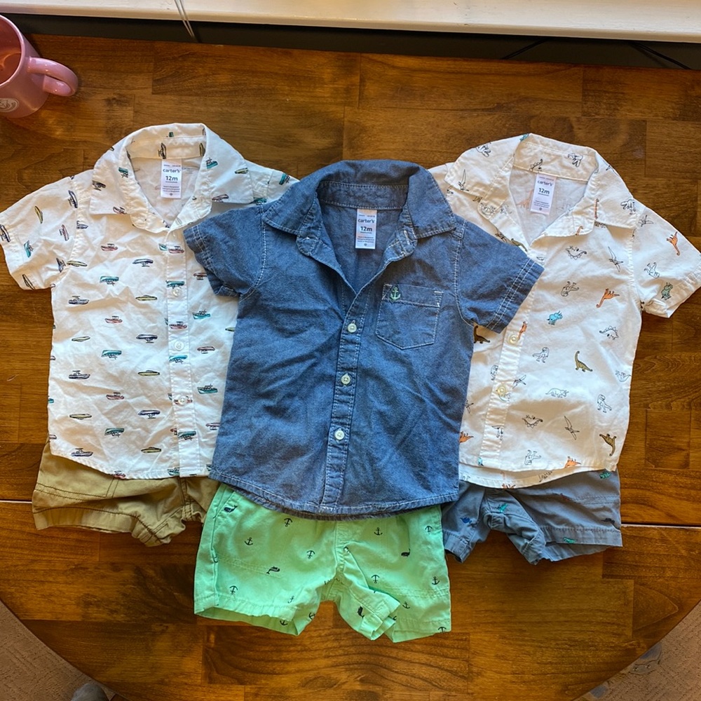 12 months shorts and button up